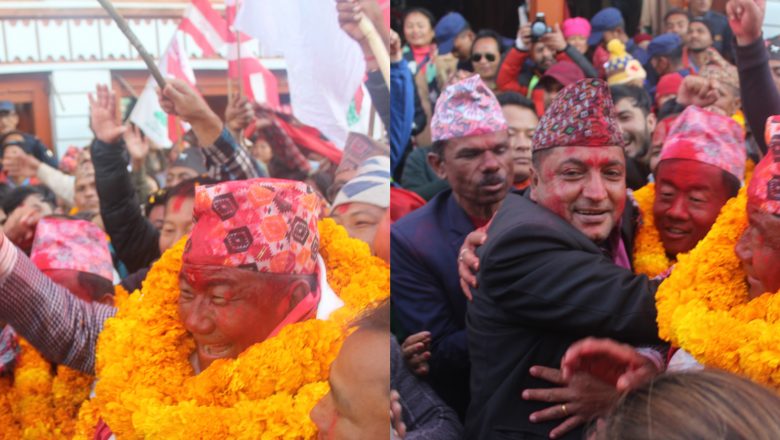 दिक्तेलमा गठबन्धनको विजयी जुलुस, भट्टराई र दंगालले दिए बधाई (फोटो फिचर)