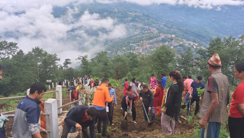 मझुवागढीलाई फूलको पहाड बनाउन श्रमदानमार्फत १५ हजार बिरुवा रोपियो